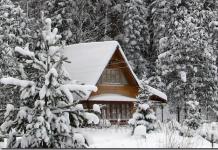 House in the forest in winter or life in a fairy tale