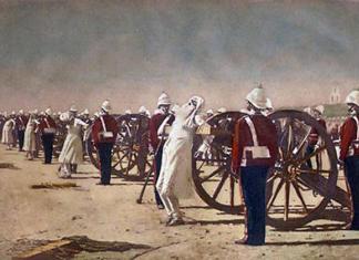 Revolt of the Sepoys.  Devilish wind.  How Ingenious British Shoot Hindus Background of the Sepoy Revolt