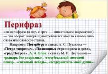 Mavzu bo'yicha rus tilidan (10-sinf) imtihonga (GIA) tayyorgarlik ko'rish uchun perifraza materialni badiiy tasvirlash vositasi sifatida